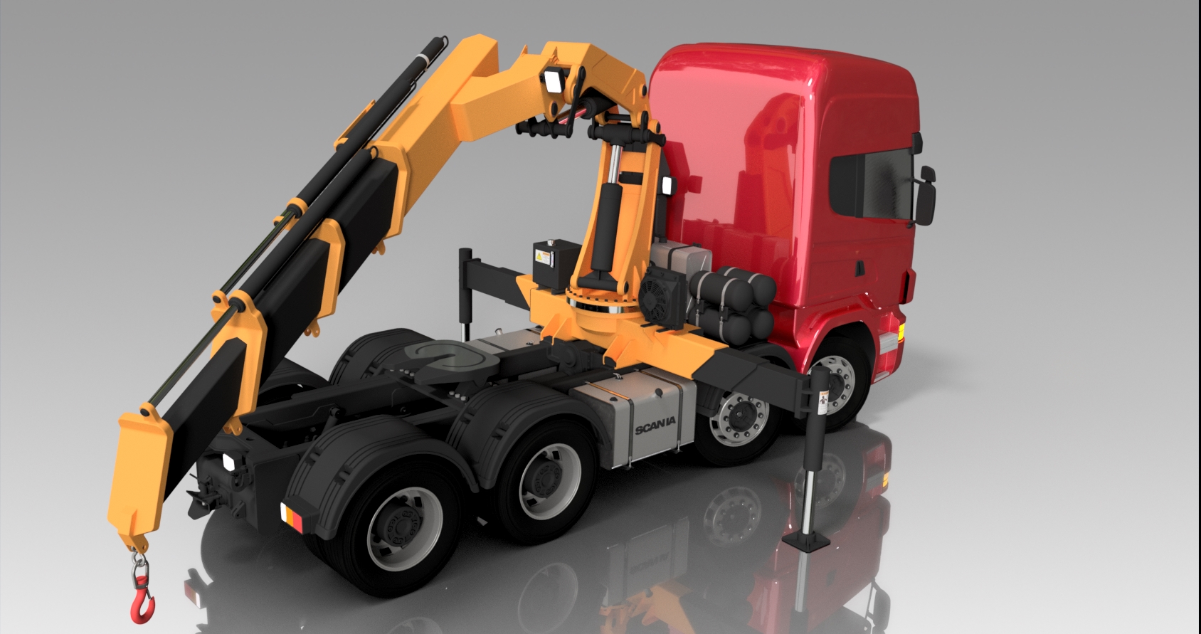 随车吊带起重机支架吊臂3D数模图纸 STEP格式